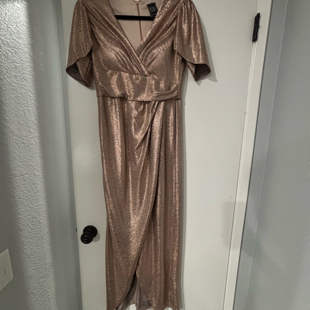 Night Way Collections Shimmering Gold Maxi Dress
